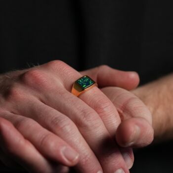 Square Opal Gem Silver Signet Ring For Men Mens Rings, 6 of 11