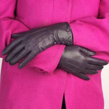Kate. Women's Silk Lined Button Leather Gloves, 9 of 11