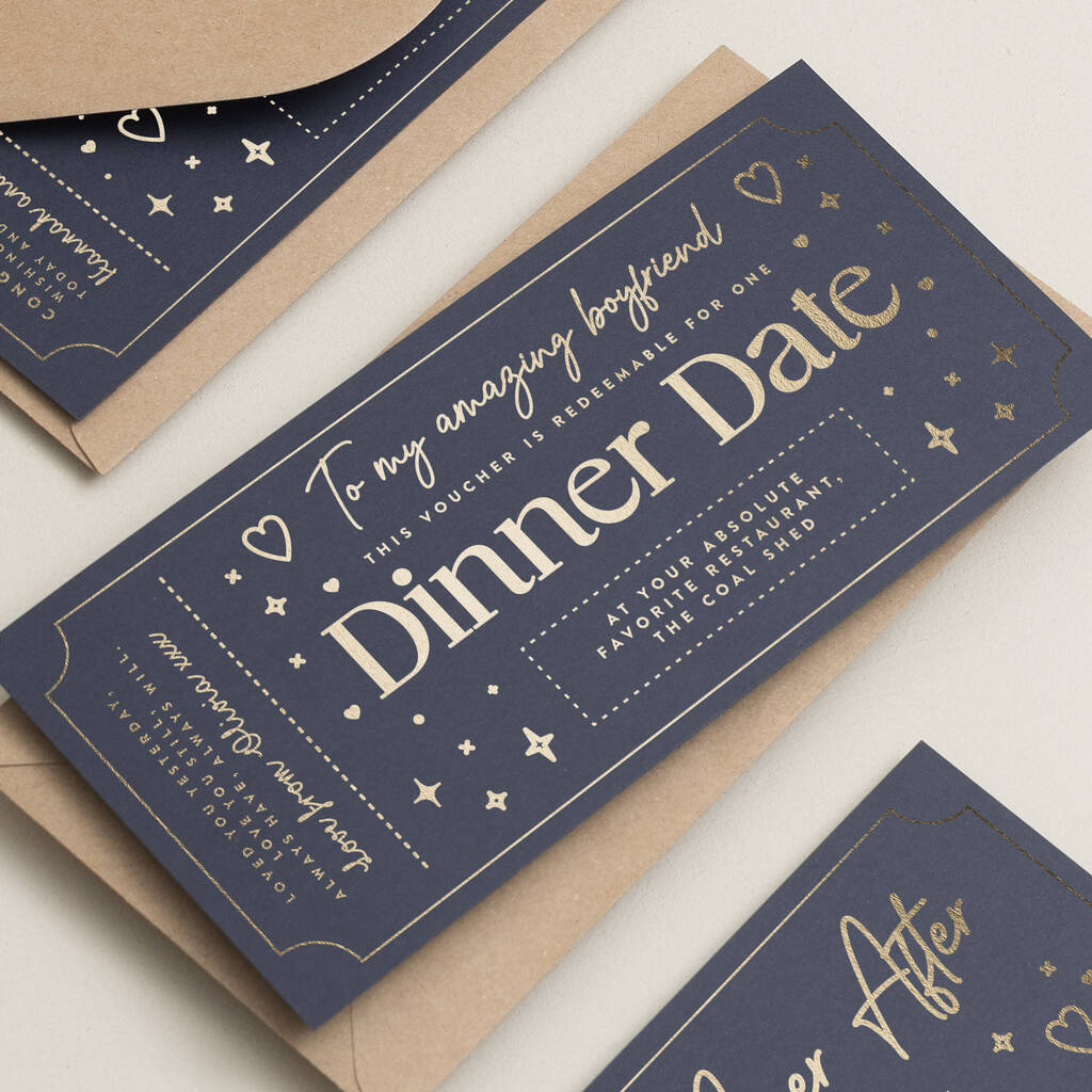 Dinner Date Gift Voucher Ticket Navy