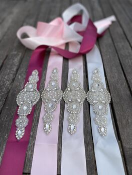 Sophia In Blush Girls Flower/Bridal Sash, 3 of 5