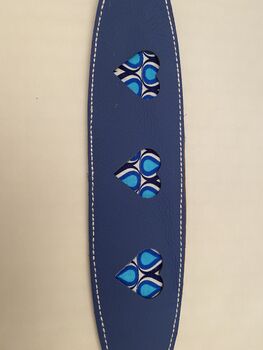 Blue Leather Collar With Teardrop Heart Cut Outs, 6 of 10