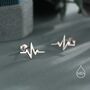 Sterling Silver Heart Beat Stud Earrings, thumbnail 7 of 12
