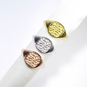 Hammered Signet Rings, Gold Vermeil 925 Silver, 5 of 9