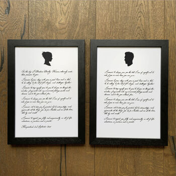 His And Hers Wedding Vows Handwritten Calligraphy, 5 of 5