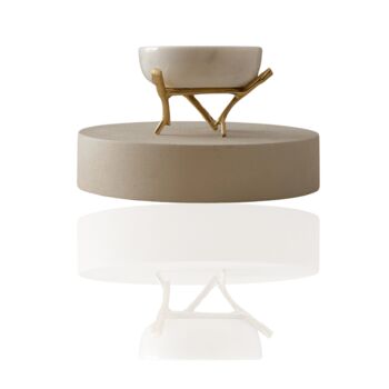 Hanmade White Marble Bowl With Gold Branch Stand, 2 of 2