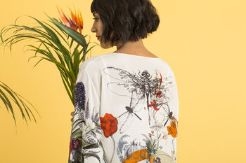 Silk Kimono Jacket 'Evolution' Print Size S/M, 3 of 8