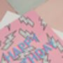 Happy Birthday Card – Pink Lightning Bolt Square – Blank Inside, thumbnail 3 of 3