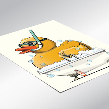 Rubber Duck In The Bath, Fun Print For Your Bathroom, 2 of 7