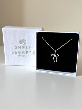Sterling Silver Bow Pendant Necklace, 7 of 7