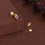 Sterling Silver Amethyst Purple Cz Rhombus 16 G Flat Back Labret Earrings, thumbnail 2 of 11