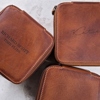 Personalised Leather Travel Case For Him, 7 of 9