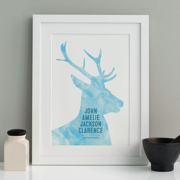 Stags Head Personalised Family Or Friends Print, 4 of 11