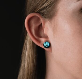Blue Glass And Sterling Silver Stud Earrings, 2 of 12