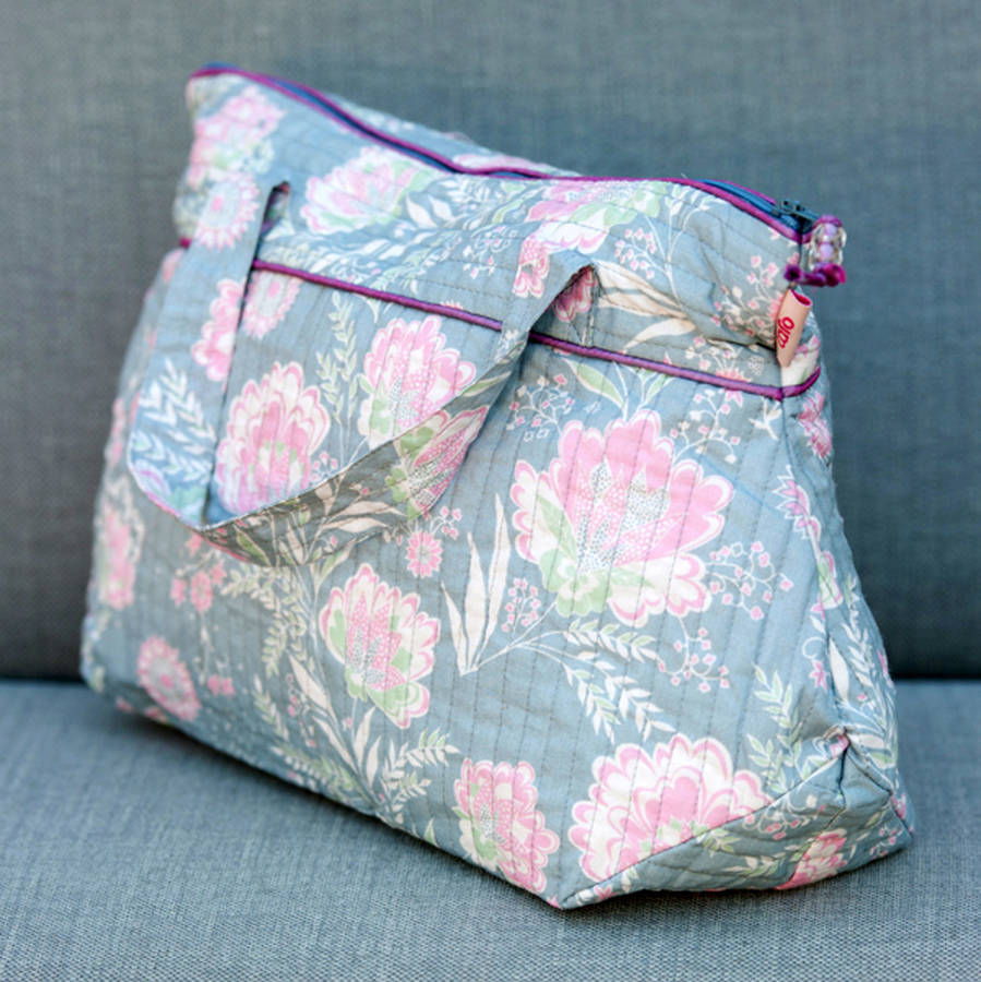 Tall Washbag With Handles In French Fleurs Grey By Caro London ...