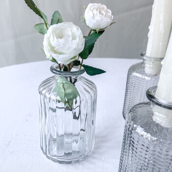 Set Of Two Clear Pressed Glass Bottle Vases Florence, 3 of 3