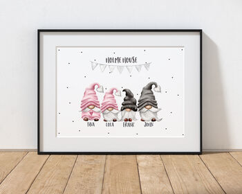 Personalised Gnome Family Print, 4 of 5