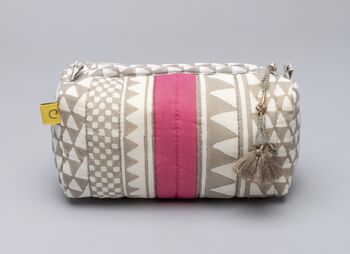 Block Print Sankari Design Pink Cotton Makeup Bag, 2 of 6
