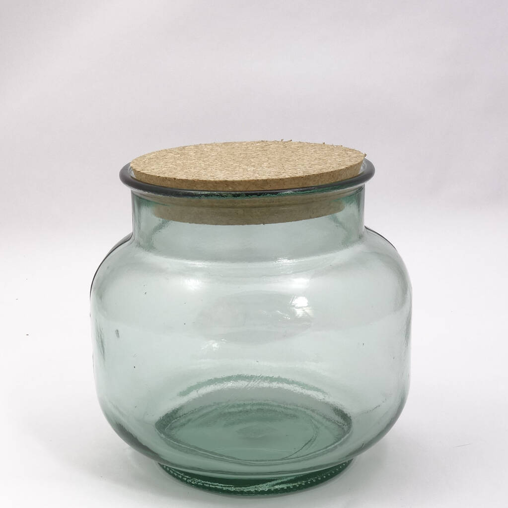 Recycled Glass Jars Hurricane Or Storage Cork Lids By The Recycled