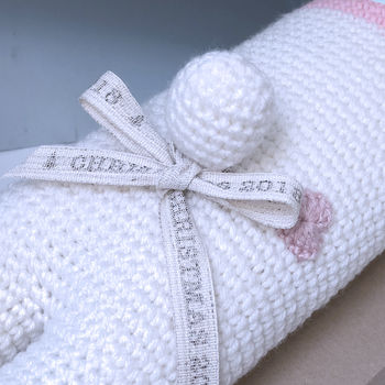 Personalised Hand Knitted Lamb Bed Teddy Barbra, 4 of 10
