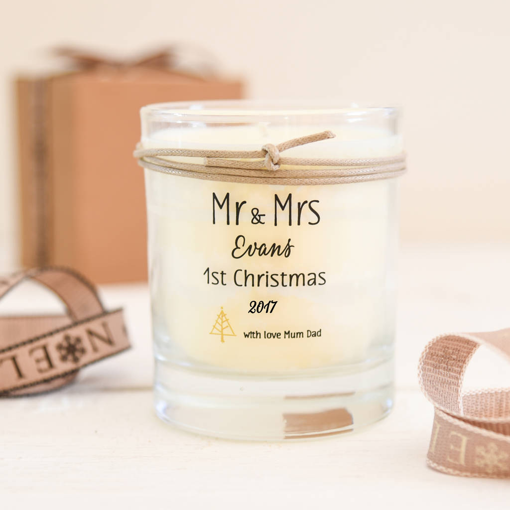 Personalised Mr And Mrs 1st Christmas Scented Candle By A Touch Of