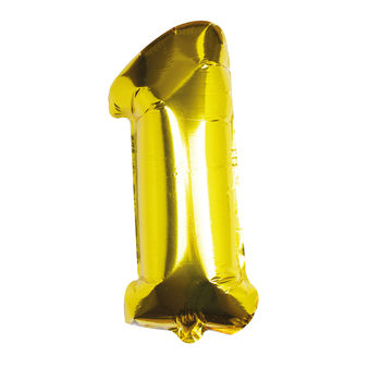 Individual Gold No Helium Number Party Balloon One, 2 of 3