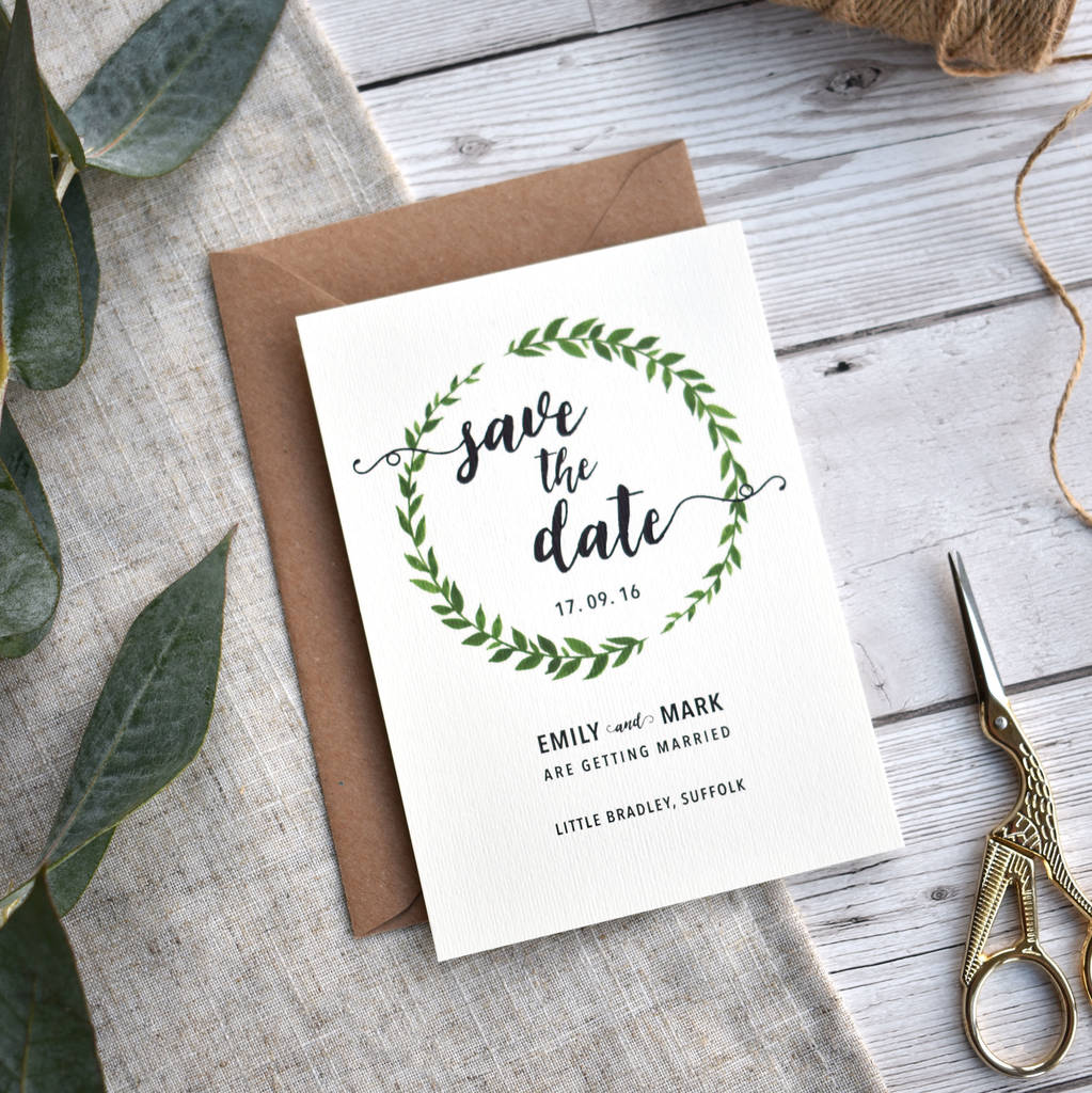 Botanical Wreath Save The Date, 1 of 3
