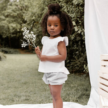 Grey Striped Cotton Children's Bloomers, 2 of 2