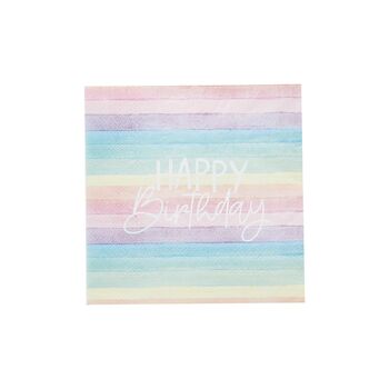 16 Rainbow 'Happy Birthday' Paper Napkins, 2 of 3