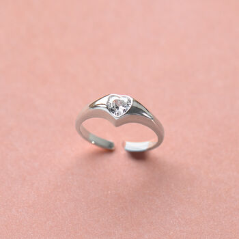 Sterling Silver Chunky Heart Gemstone Ring, 2 of 8