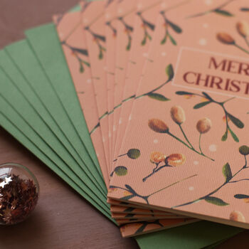 Vintage Style Mistletoe Christmas Cards, 3 of 6