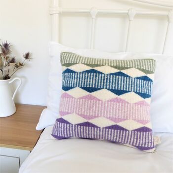 Handwoven Geometric Cushion Multicolour, 2 of 7
