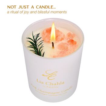 Pink Champagne Crystal Candle Infused With Pink Himalayan Salt Crystal, 2 of 9