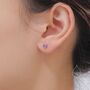 Genuine Amethyst Trillion Cut Stud Earrings In Sterling Silver, thumbnail 3 of 12