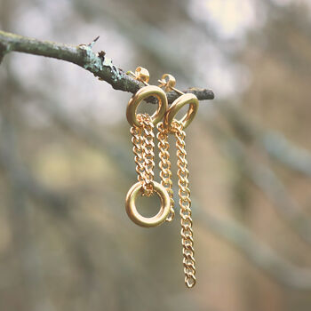 Asymmetric Hoop Chain Earrings 18ct Gold Plated, 2 of 8