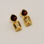 Garnet Citrine Silver Stud Earrings, thumbnail 9 of 11