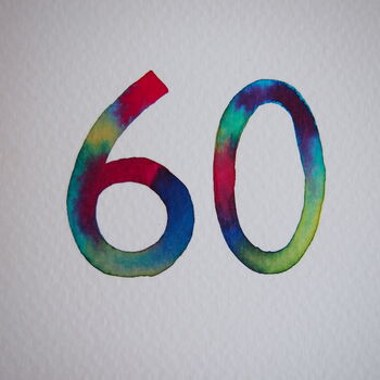 Handmade 60th / Any Age Watercolour Birthday Card, 6 of 7