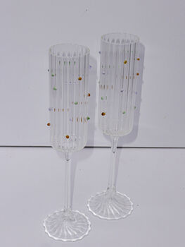 Ribbed Polka Dot Prosecco Glasses Set Of Two, 4 of 4