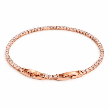 Adjustable Box Clasp Cz Tennis Bracelet In Gold, Rose Gold And Silver Plated, Gift For Her, 11 of 11