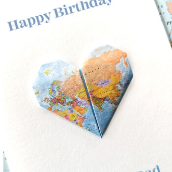 Happy Birthday Origami Map Heart Card, 4 of 6