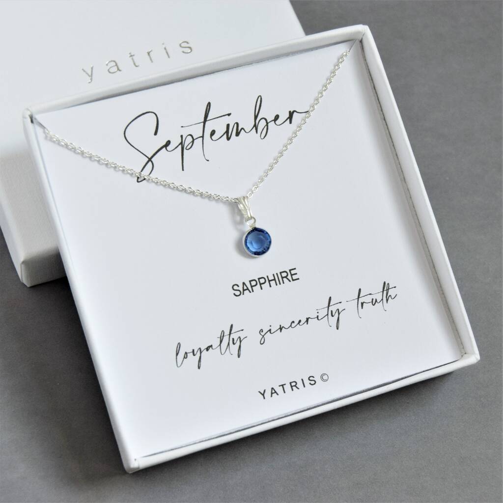 Sterling Silver Lotus Birthstone Necklace - September - Sapphire – by  charlotte