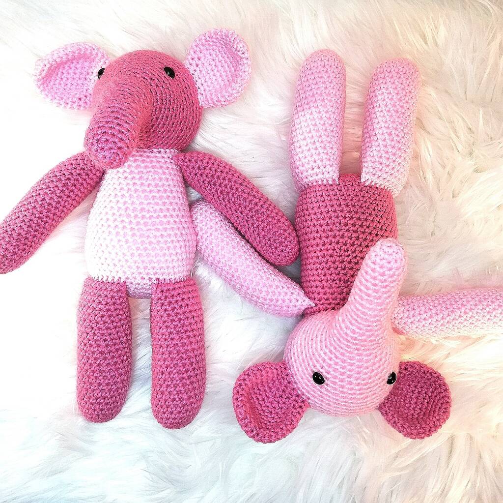 Image of Crochet Elephant Twinning Soft Toy Set