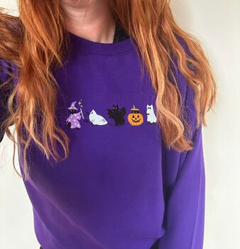 Halloween Cats Embroidered Sweatshirt, 3 of 6