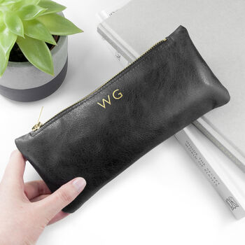 Monogrammed Luxury Leather Pencil Case, 8 of 12