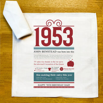Personalised 70th Birthday Gift Handkerchief Pair, 4 of 10