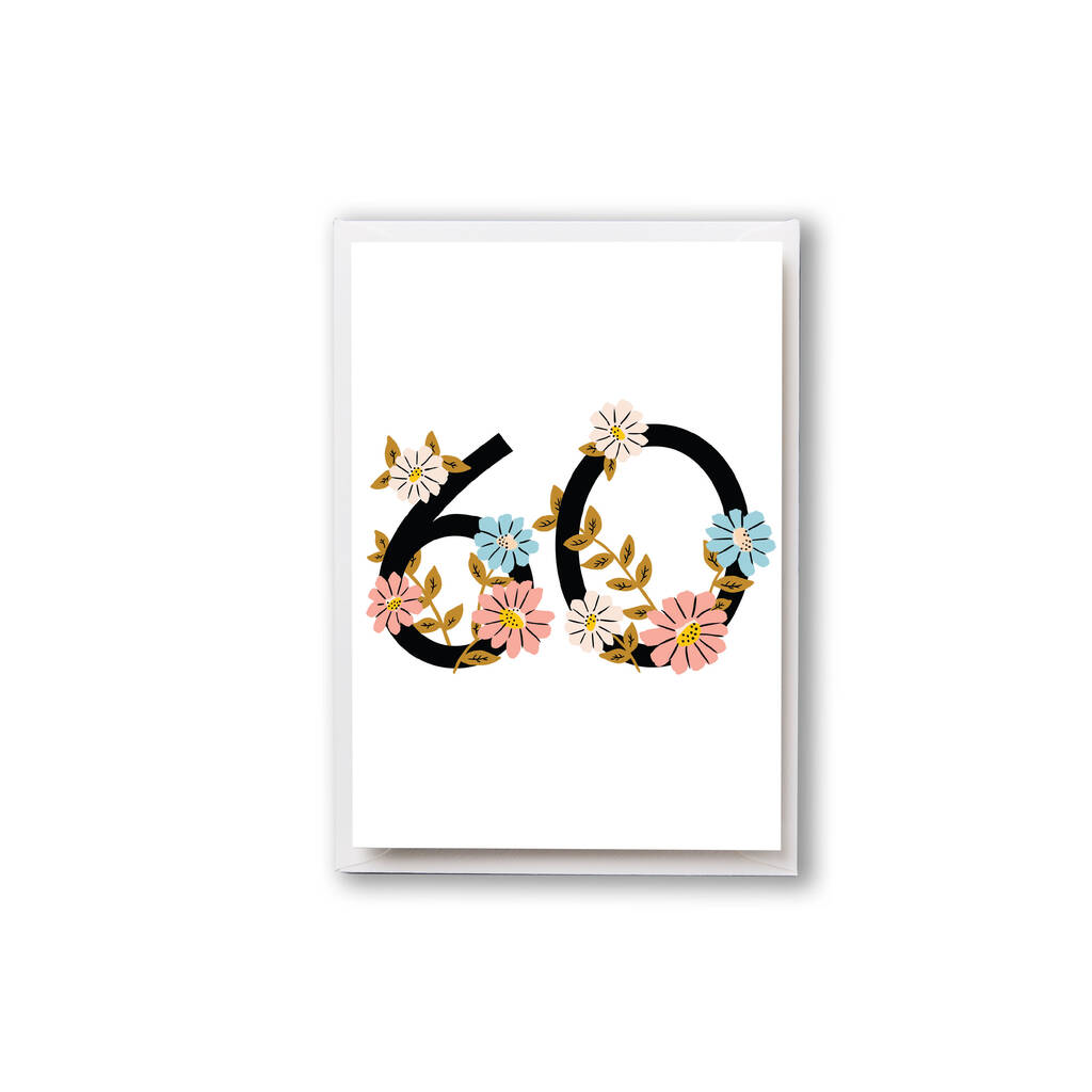 60th Birthday Card Flower Numbers