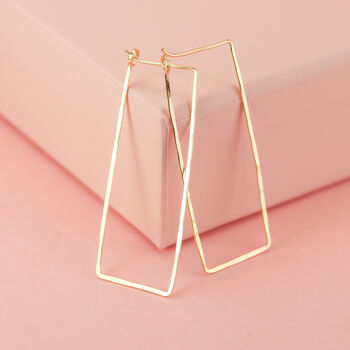 Rectangle Hoop Earrings In 14k Gold Filled, 4 of 9