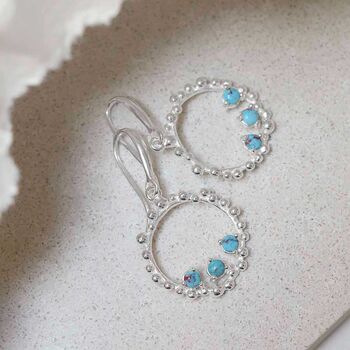 Sterling Silver Turquoise Splash Earrings, 2 of 5