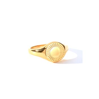 Sterling Silver Gold Plated Signet Sun Ring, 2 of 6