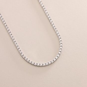 Sterling Silver Fine Tennis Necklace, 2 of 4