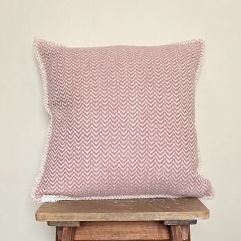 Chevron Lambswool Cushion Cover Blush Pink, 2 of 2